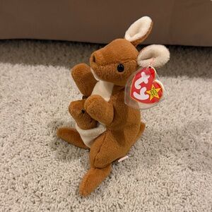 Ty Brown and Cream Kangaroo with Joey - "Pouch" NWT